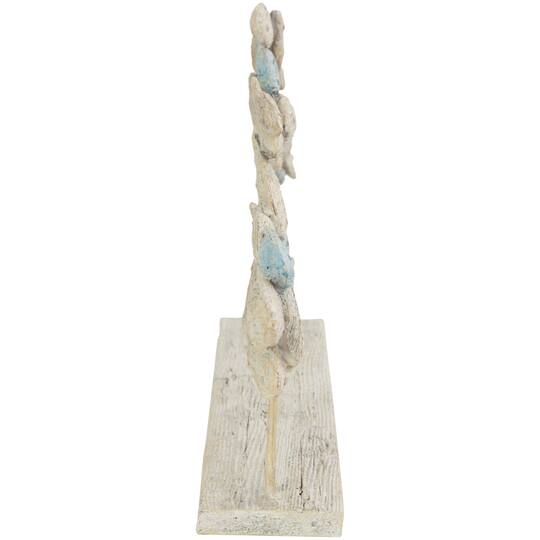 24" Light Blue Ombre Textured Polystone Fish Swimming Sculpture with Stand